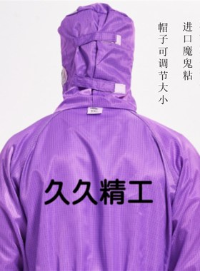 紫色防静电无尘服连帽o连体服 方B10 B9 B17厂区 百级十级