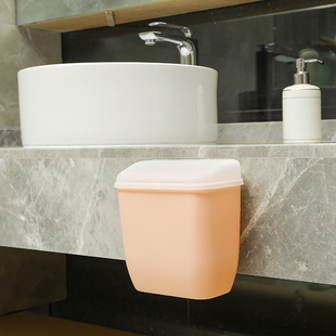 办公室卫生间桌面带盖迷你厨房卧室无痕贴分类纸篓挂壁式小垃圾桶