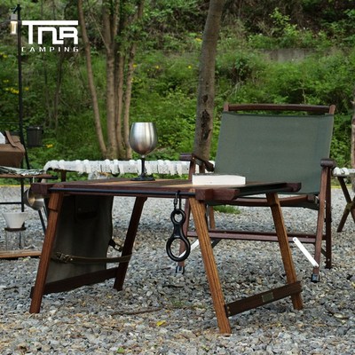 TNR女神桌户外便捷露营延伸桌自驾野炊野餐桌折叠实木野营烧烤桌