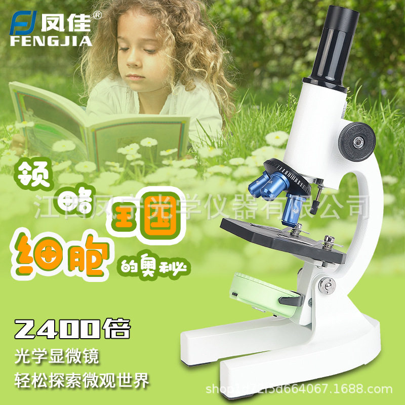 凤佳学生玩具显微镜畜牧水产儿童便携式科学实验六一送礼品2400倍