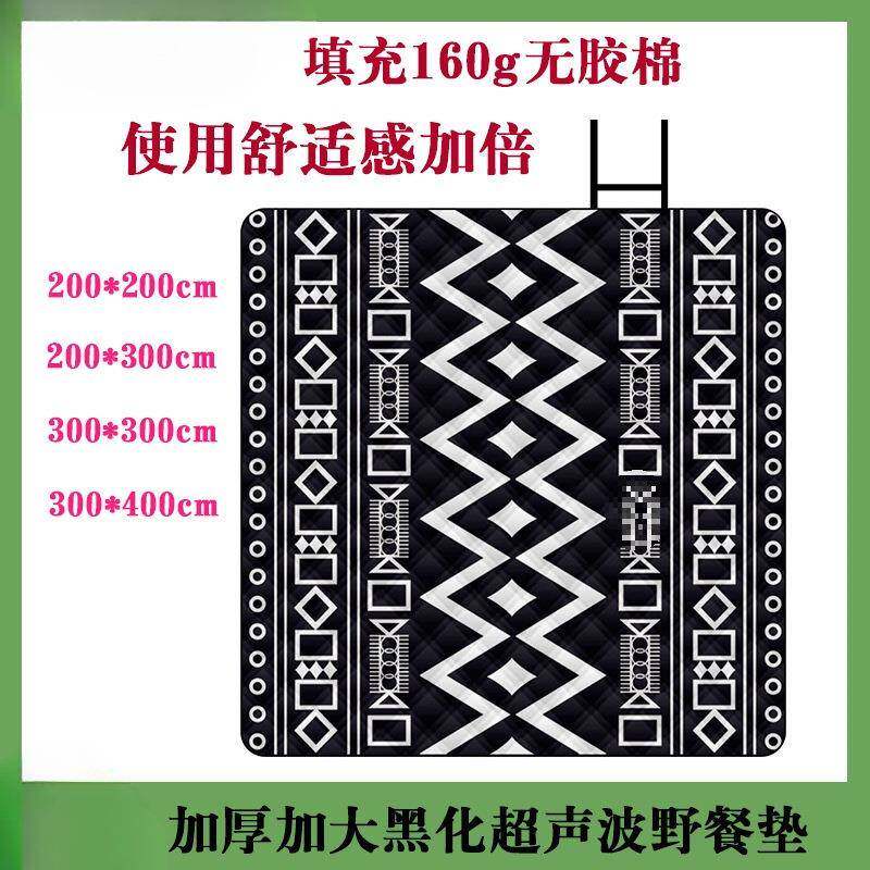 超厚大尺寸3*4米黑化野餐垫露营机洗加厚防潮垫户外便携垫铝膜底