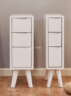 全实木白色超窄床边夹缝柜迷你小型床头柜15cm极窄20卧室30小