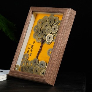 家居饰品铜花钱相框摆件摇钱树手工摆台玄关客厅桌面装饰创意饰品