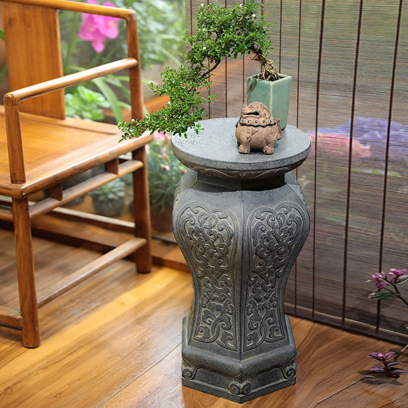 新中式仿石墩底座摆件室内阳台复古装饰门口户外庭院花园造景花盆,家居饰品,户外/庭院摆件,淘宝优惠券,粉丝福利购,淘宝优惠卷