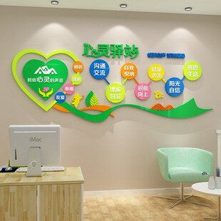心灵驿站文化墙面装饰文化健康辅导咨询工作室布置挂画图贴纸摆件