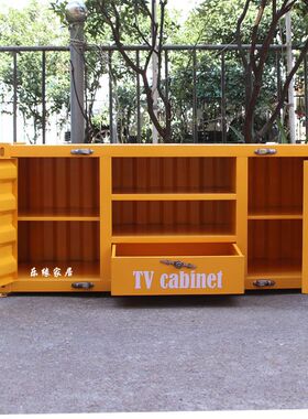 工业风集装箱柜子铁艺储物柜床头柜带锁创意床边小柜子小型收纳柜