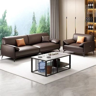 办公沙发商务接待现代简约会客单人三人位办公室沙发茶几组合套装