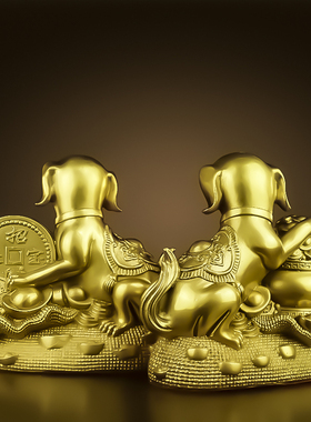 铜狗摆件纯铜西北缺角生肖狗补角生肖狗家居客厅装饰金属狗工艺品