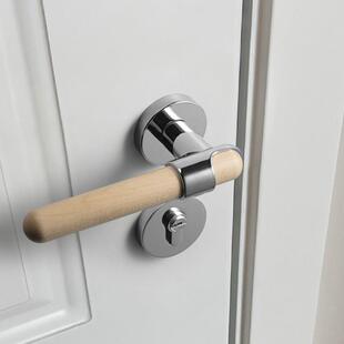 胡桃木门锁家用通用型复古室内静音房门锁老式卧室磁吸木门门把手