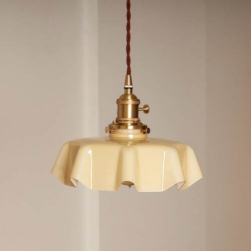 网红法式复古奶油玻璃吊灯过道玄关床头吧台岛台餐厅简约小吊灯