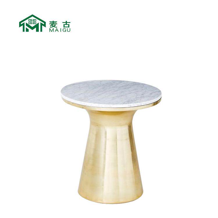 麦古现代北欧摩登极简轻奢设计师家具不锈钢大理石组合边几茶几