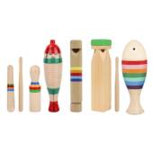 奥尔夫套装 鱼蛙刮筒木质响筒火车笛口哨梆子儿童早教乐器大全