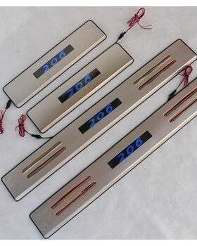 欧泰专用于标致206不锈钢LED蓝光迎宾踏板带灯门槛条脚踏板改装