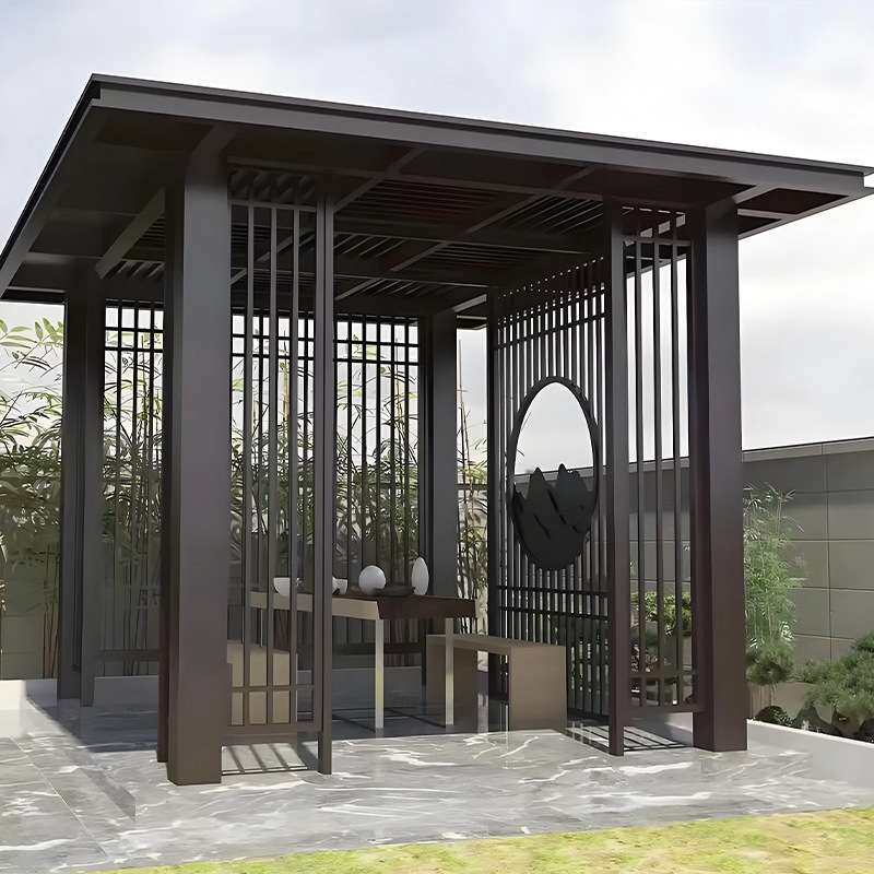 新中式铝合金庭院凉亭户外别墅花园亭子园林景观亭休闲娱乐遮阳棚