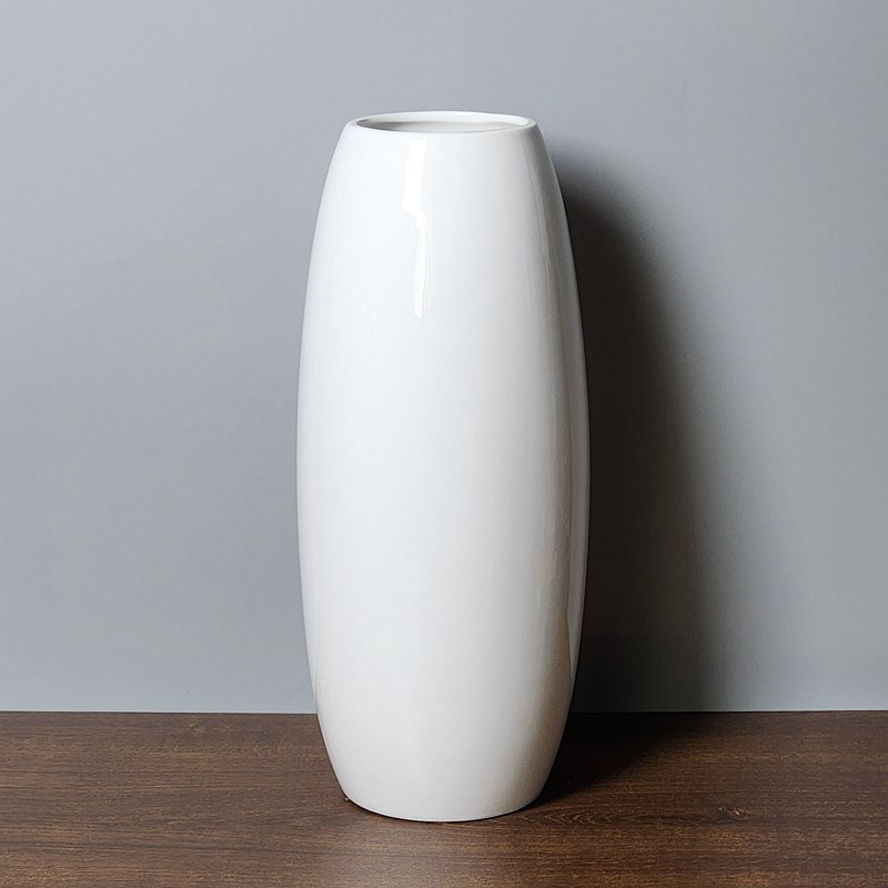 白色冬瓜圆口g陶瓷花瓶内外釉面光滑可装水养鲜花家居客厅餐桌摆