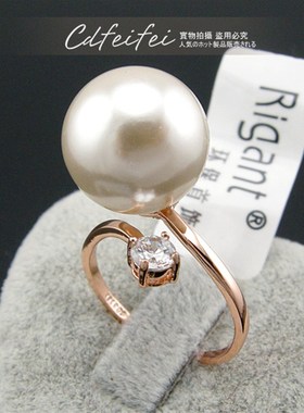 日韩食指夸张简j约指环个性学生潮人奢华可调节开口珍珠气质女戒