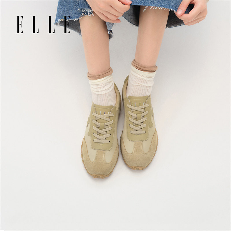 ELLE厚底增高百搭德训鞋图片