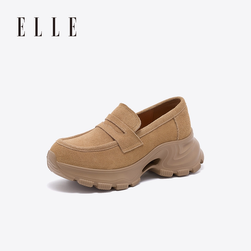 ELLE厚底增高乐福鞋法式小皮鞋