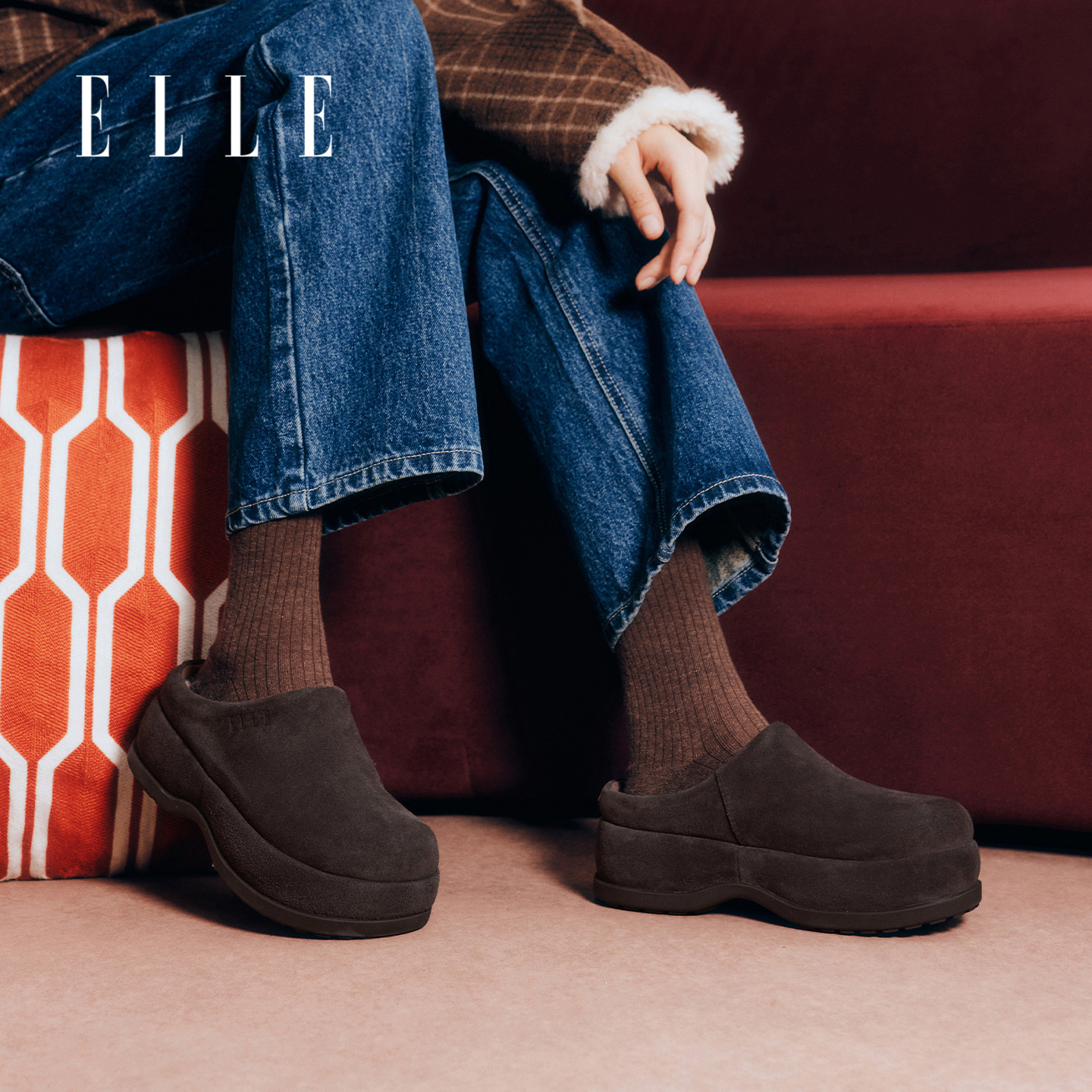 ELLE厚底加绒勃肯鞋女鞋冬季棉鞋保暖毛绒毛毛鞋休闲雪地靴靴子,女鞋,勃肯鞋/软木鞋,淘宝优惠券,粉丝福利购,淘宝优惠卷