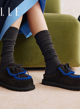 【KK专属】ELLE勃肯鞋半拖女鞋2025新款冬厚底一脚蹬单鞋穆勒鞋X