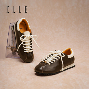 ELLE小众芭蕾德训鞋女鞋通勤百搭2025新款秋冬平底真皮阿甘鞋