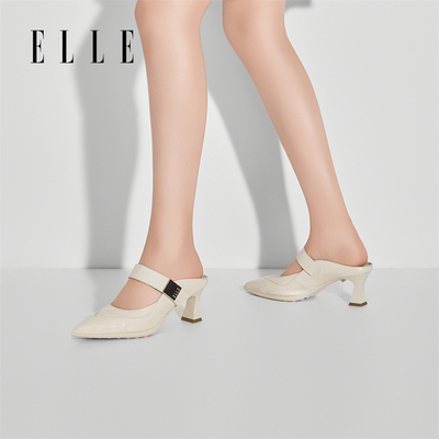 ELLE包头高跟拖鞋女款新款夏外穿绝美半拖单鞋凉鞋百搭不累脚