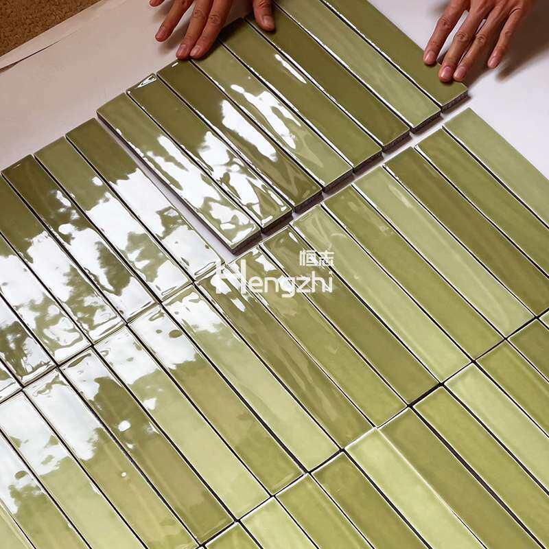 亮光250x320复古长条砖彩色渐变卫生间厨房墙砖餐厅店铺纯色瓷砖