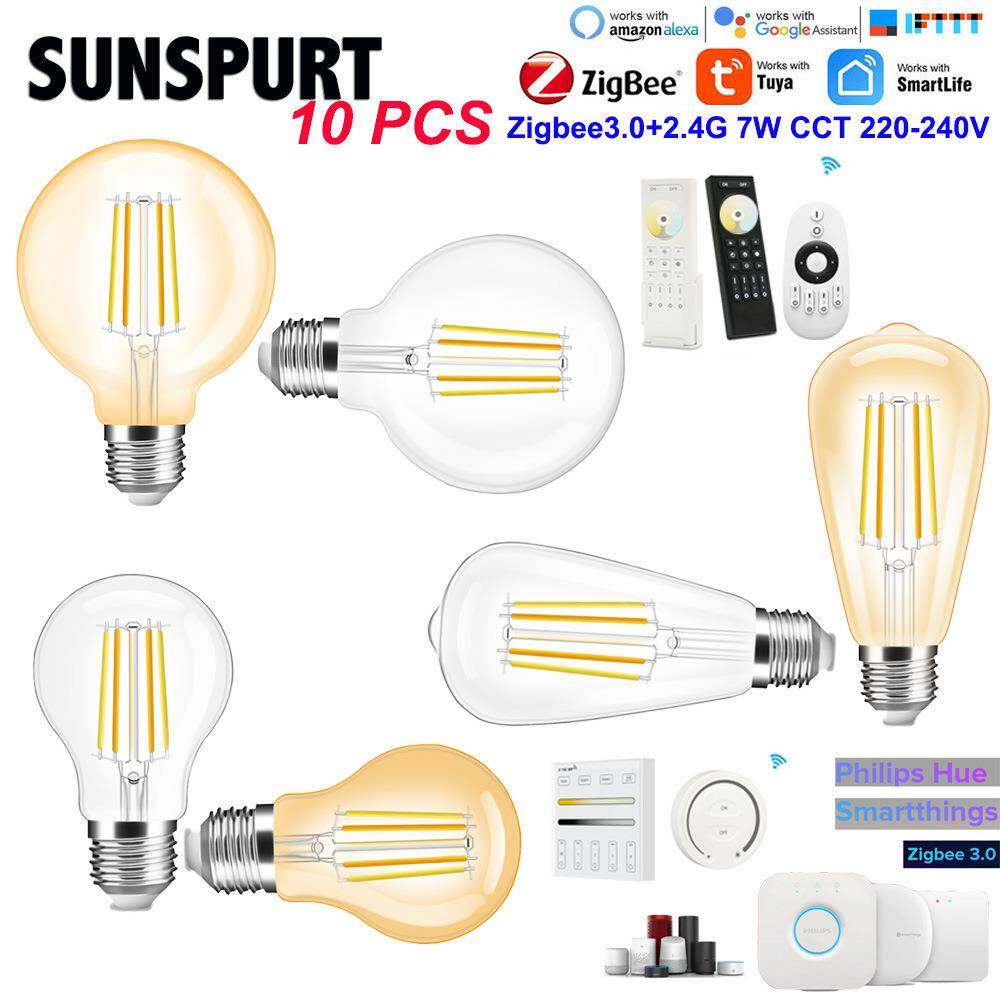 A60 ST64G95复古Zigbee3.0可遥控双色温灯丝灯智能7W调光装饰灯泡