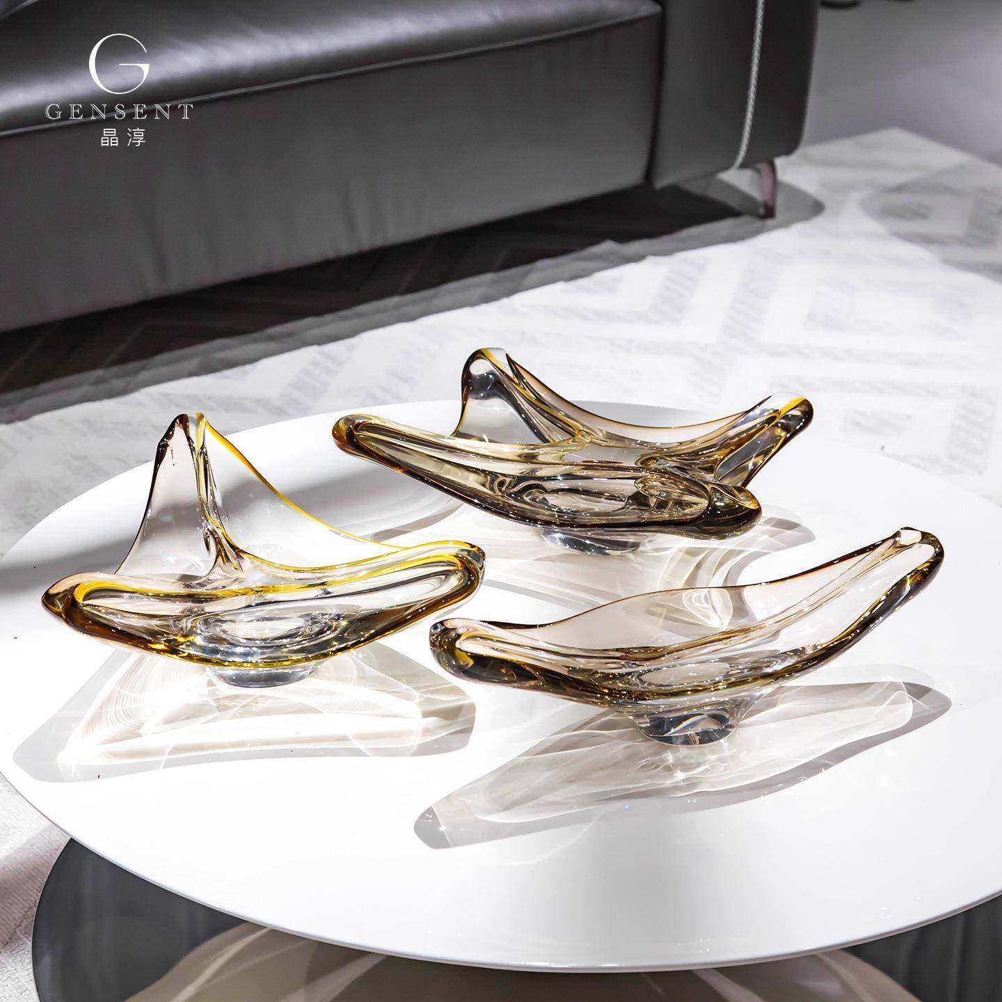 晶淳 个性现代简约棕色琉璃玻璃果盘 样板间茶几餐桌收纳装饰摆设,3C数码配件,其它配件,淘宝优惠券,粉丝福利购,淘宝优惠卷