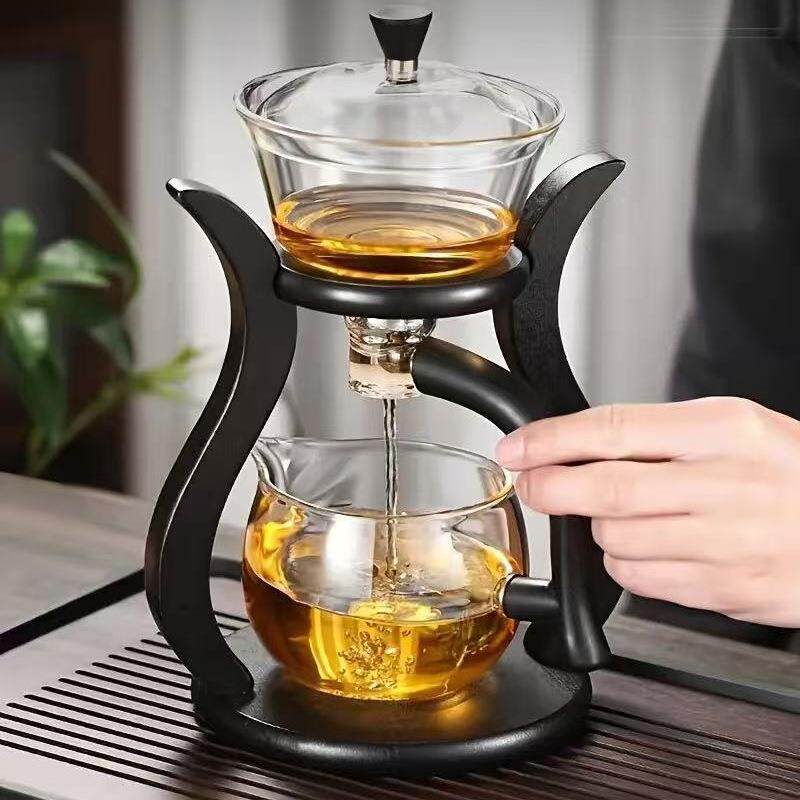 品德坊半自动泡茶器玻璃茶具套装家用泡茶碗懒人宫灯茶具茶壶送礼
