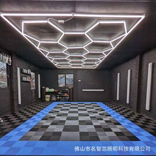 天花六边形灯维修厂6500KLED白光灯六边形工位灯220V商用照明14孔