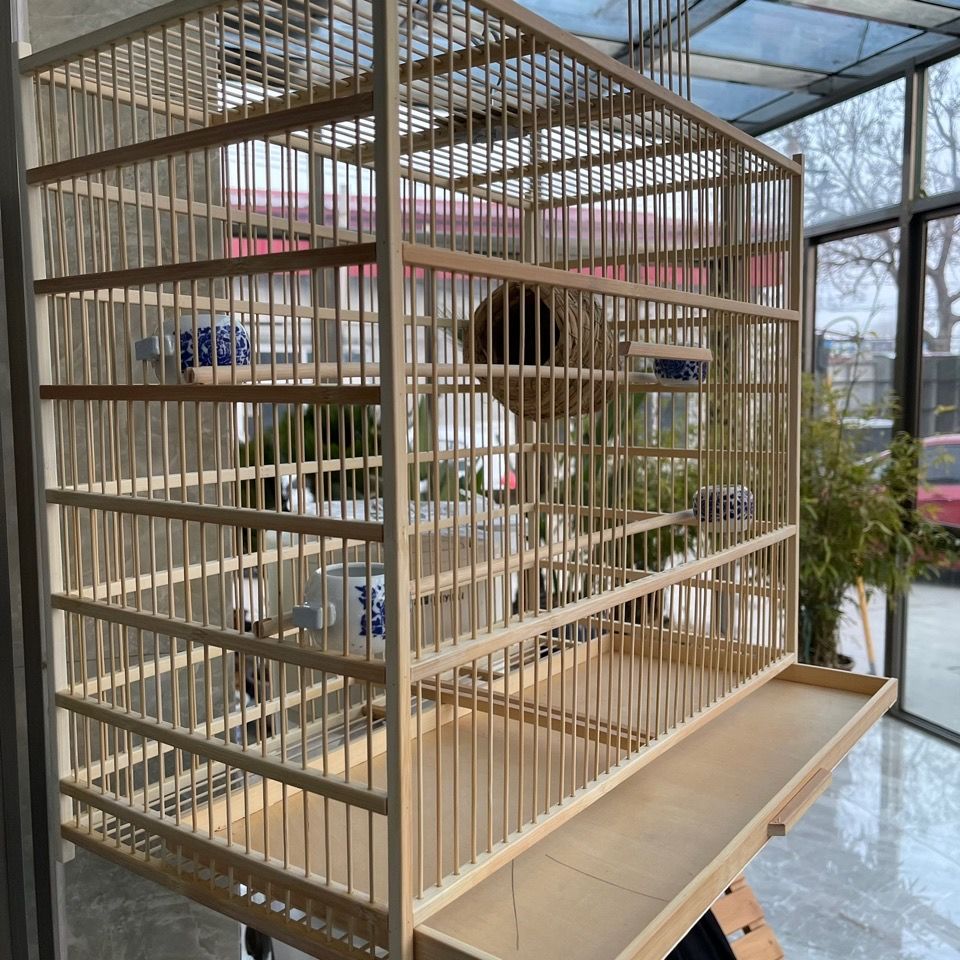 大型群鸟笼竹制笼小型鸟飞行笼绣眼珍珠玉鸟文鸟黄雀黄鸟均可使用