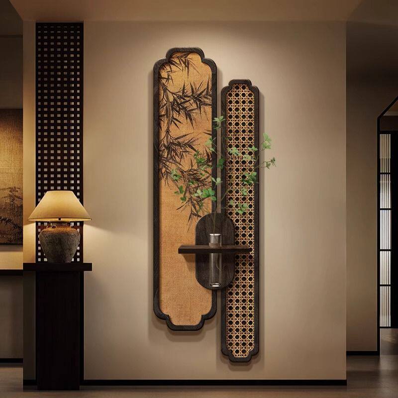 宋代美学玄关装饰画入户门绿植墙面装饰挂画中式书房茶室氛围布置