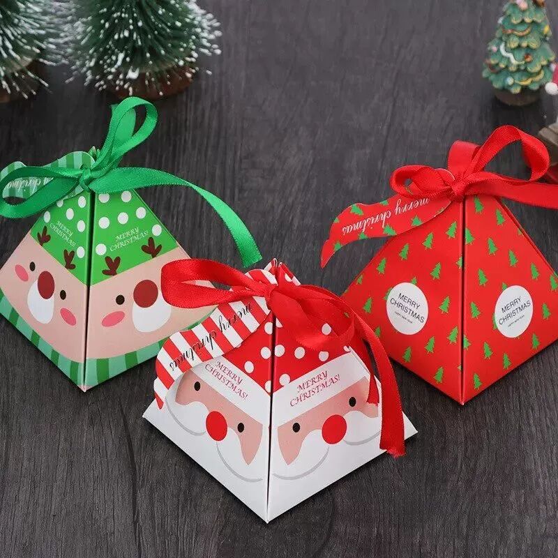 12pcs Merry Christmas Candy Gift Box with Tag Kraft Paper Co