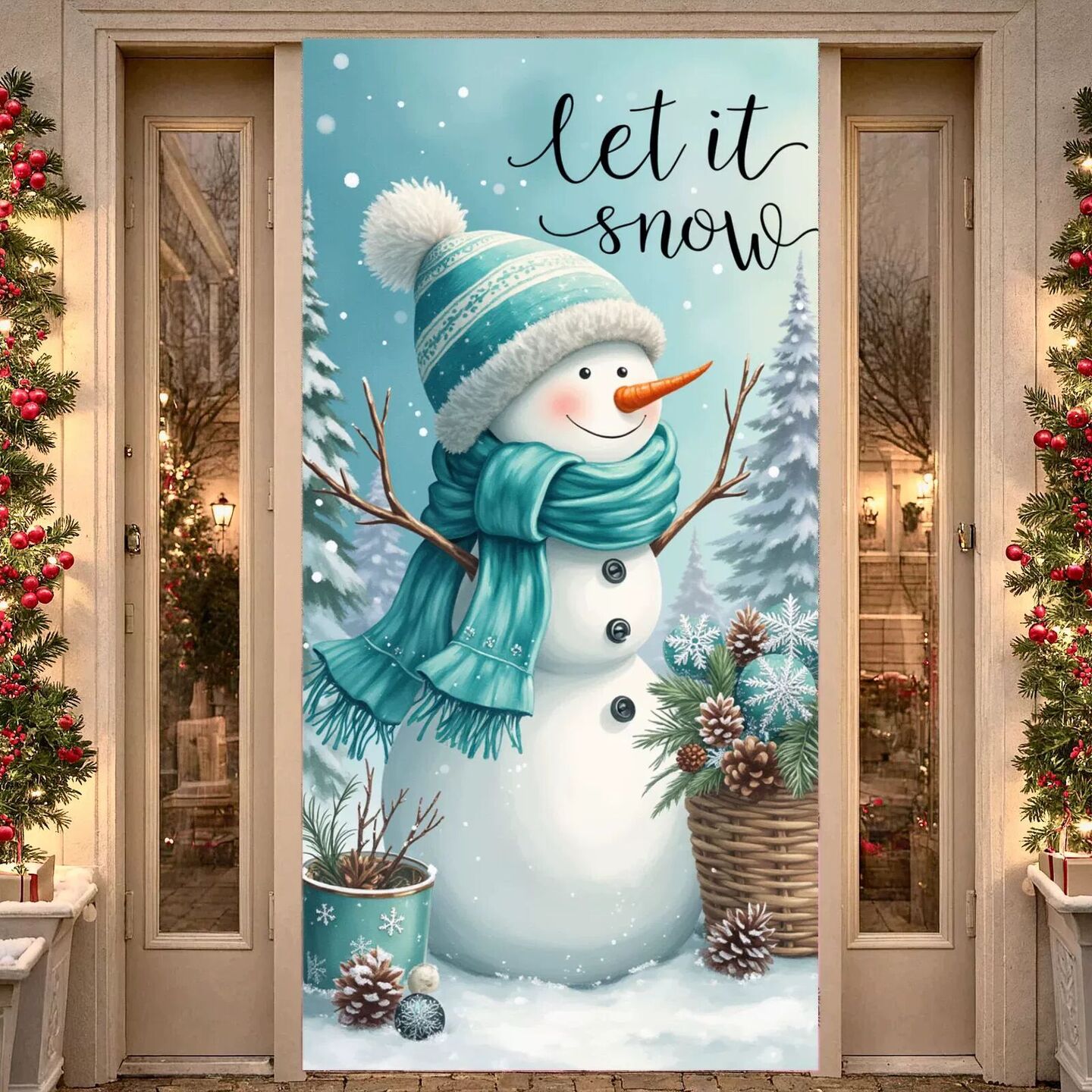 Festive Design Christmas Banner Penguin Theme Holiday Decora