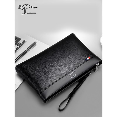 萨奇袋鼠手拿包男款宴会软皮手机包收纳包男士钱包长款手腕信封包