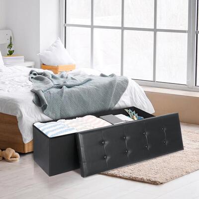 SUPERDEAL 43 Inch Folding Storage Ottoman Bench Storage