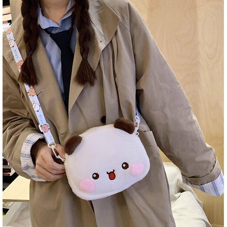 韩版毛绒小熊单肩包软萌玩偶迷你抓机娃娃少女零钱斜挎包
