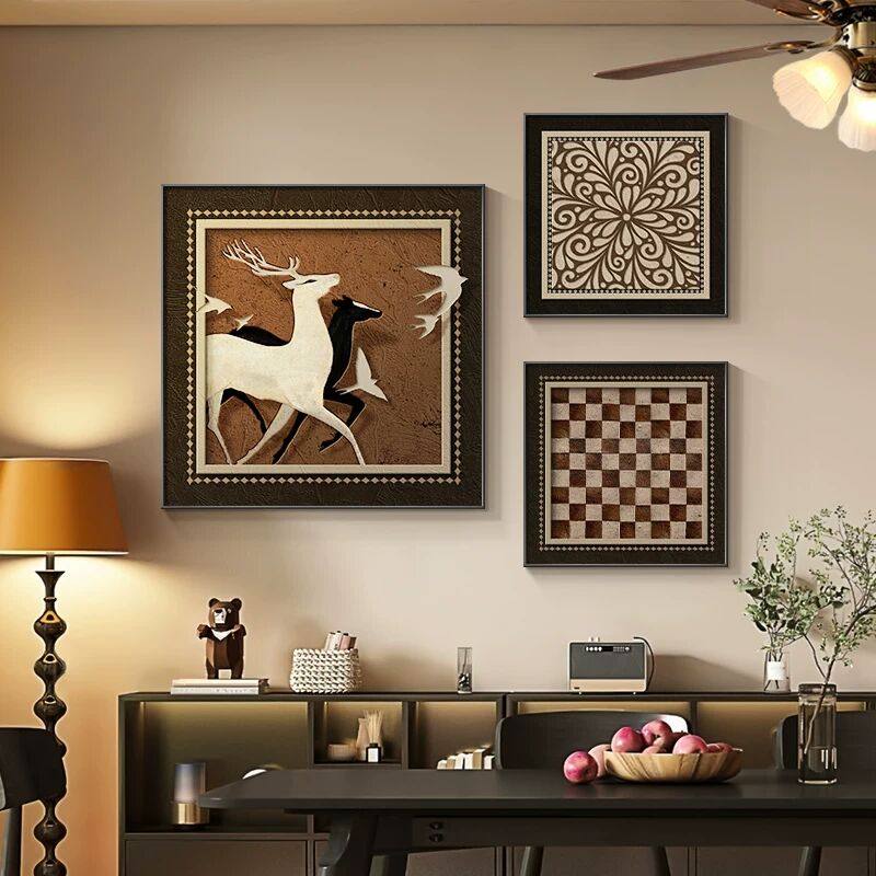 九色鹿中古风装饰画法式复古餐厅餐边柜挂画高级感客厅背景墙壁画,家居饰品,现代装饰画,淘宝优惠券,粉丝福利购,淘宝优惠卷