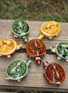 水下摆件头脚会动陶瓷小神龟鱼缸水下装饰品庙会旅游景点儿童玩具