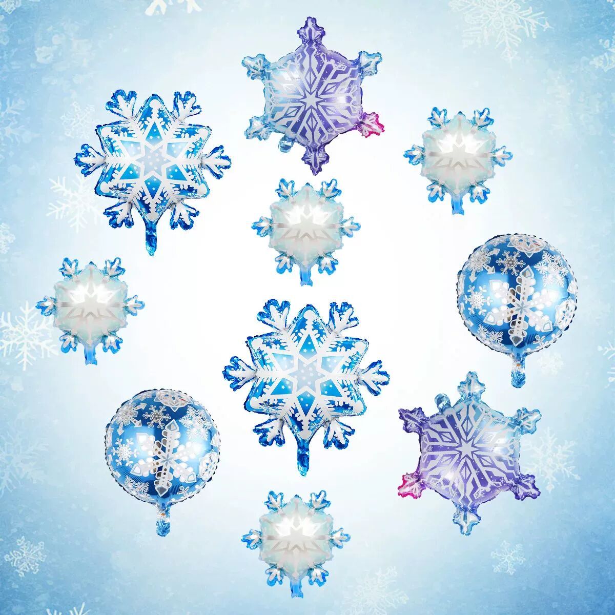 10pcs ice and snow theme snowflake aluminum foil balloons w