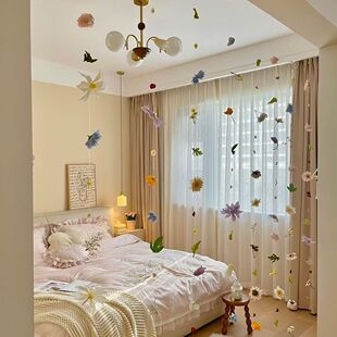 悬浮花朵门帘仿真花悬浮门帘花朵PVC蝴蝶卧室玄关花瓣DIY背景家具