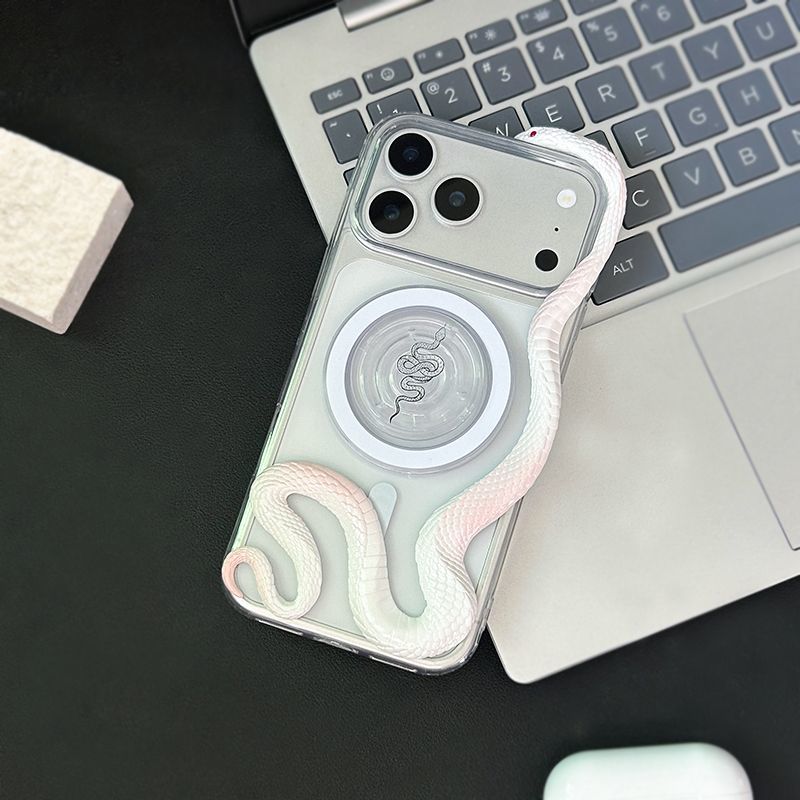 浮雕蛇透明手机壳苹果17手机保护套16ProMax新款15Pro磁吸14软壳