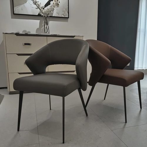 高档创意餐椅意式简约家用北欧极简方圆靠背椅子餐厅躺椅单人阳台