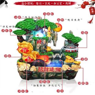 假山流水喷泉客厅办公室鱼缸盆景装饰开业礼品招财进宝风水轮摆件