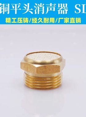 气动电磁阀消音器6分1寸1.2寸1.5寸2寸平头消声器SLM-06-10-12-15