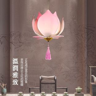 中式创意莲花吊灯餐饮走廊荷花灯笼古典中国风茶楼大厅过道装饰灯
