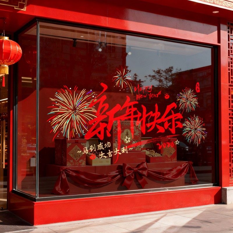 2026新年装饰马年窗花元旦场景氛围布置窗贴画春节静电玻璃门贴纸