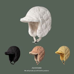 防耳朵冻帽子雷锋帽女冬季韩版百搭毛绒气质白色护耳帽户外滑雪帽