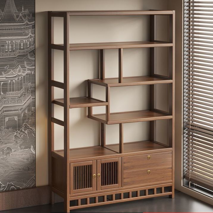 博古架实木中式复古茶具置物架茶叶架子展示柜隔断收纳摆放架落地